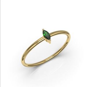 Solid 10k Yellow Gold Marquise  Emerald CZ  Ring